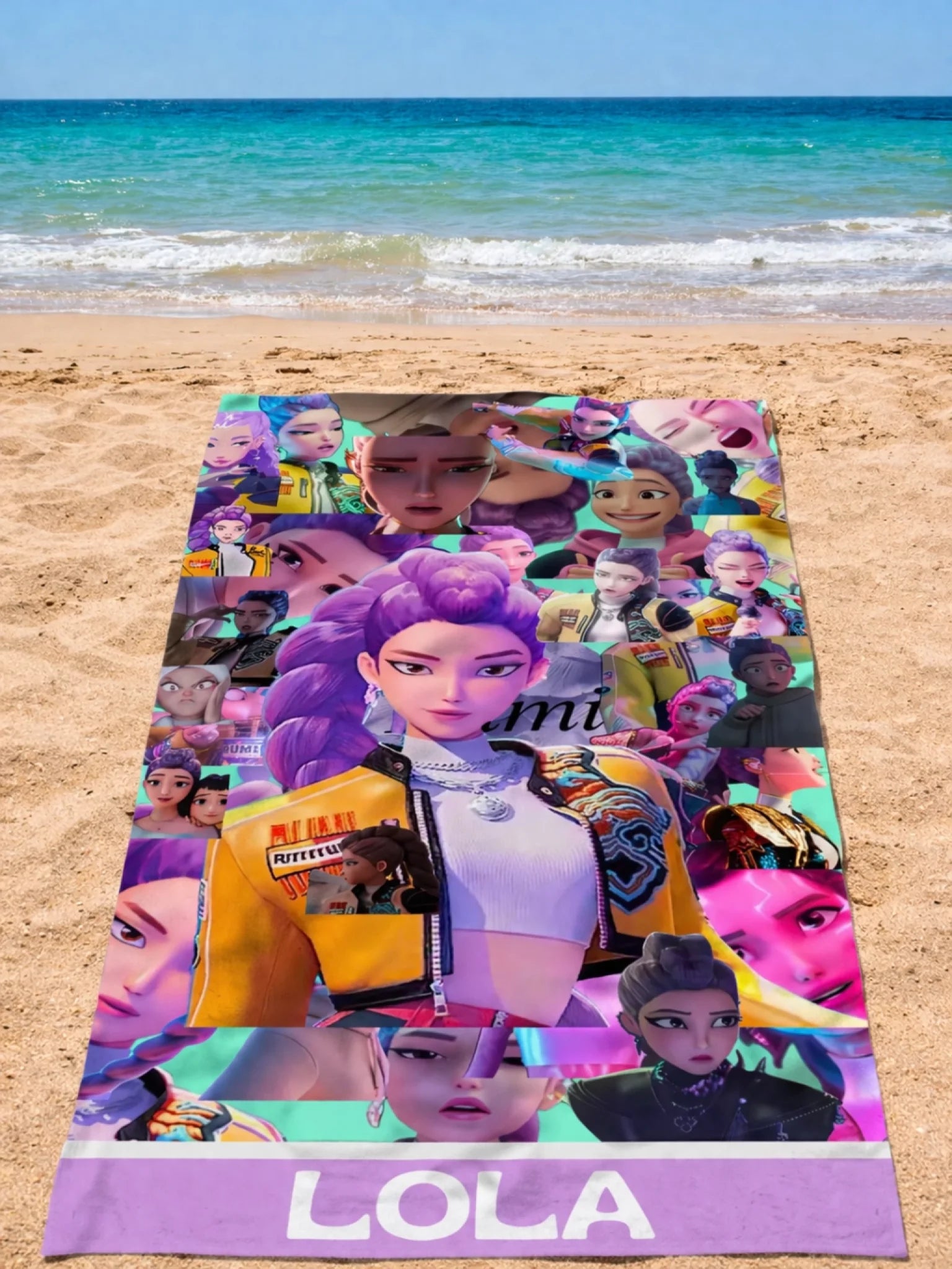 Serviette colorée au bord de mer (1)