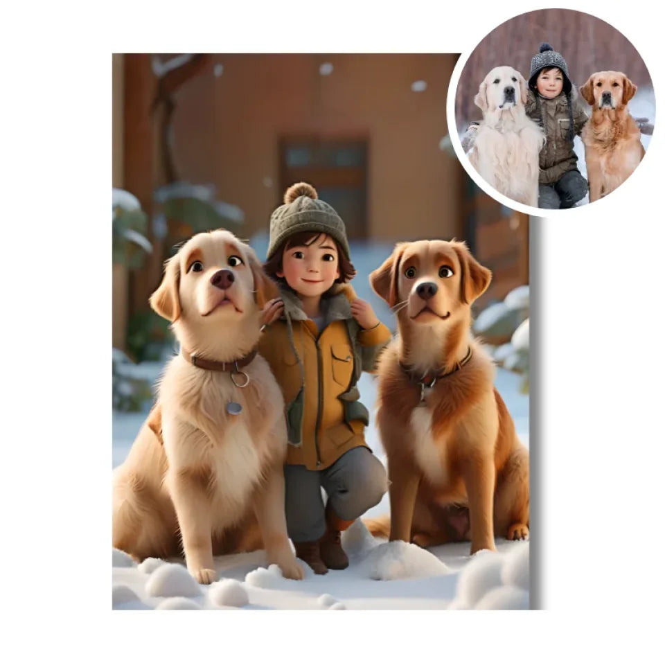 Toile personnalisée deux chiens